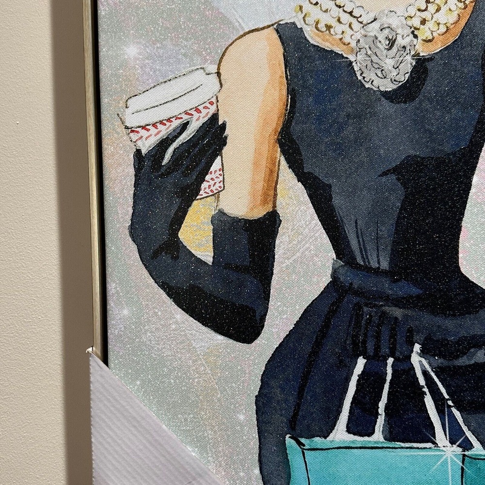 Oliver Gal Audrey Hepburn Bubble Gum Jewelry Wall Art Canvas Framed NEW - Picture 6 of 8